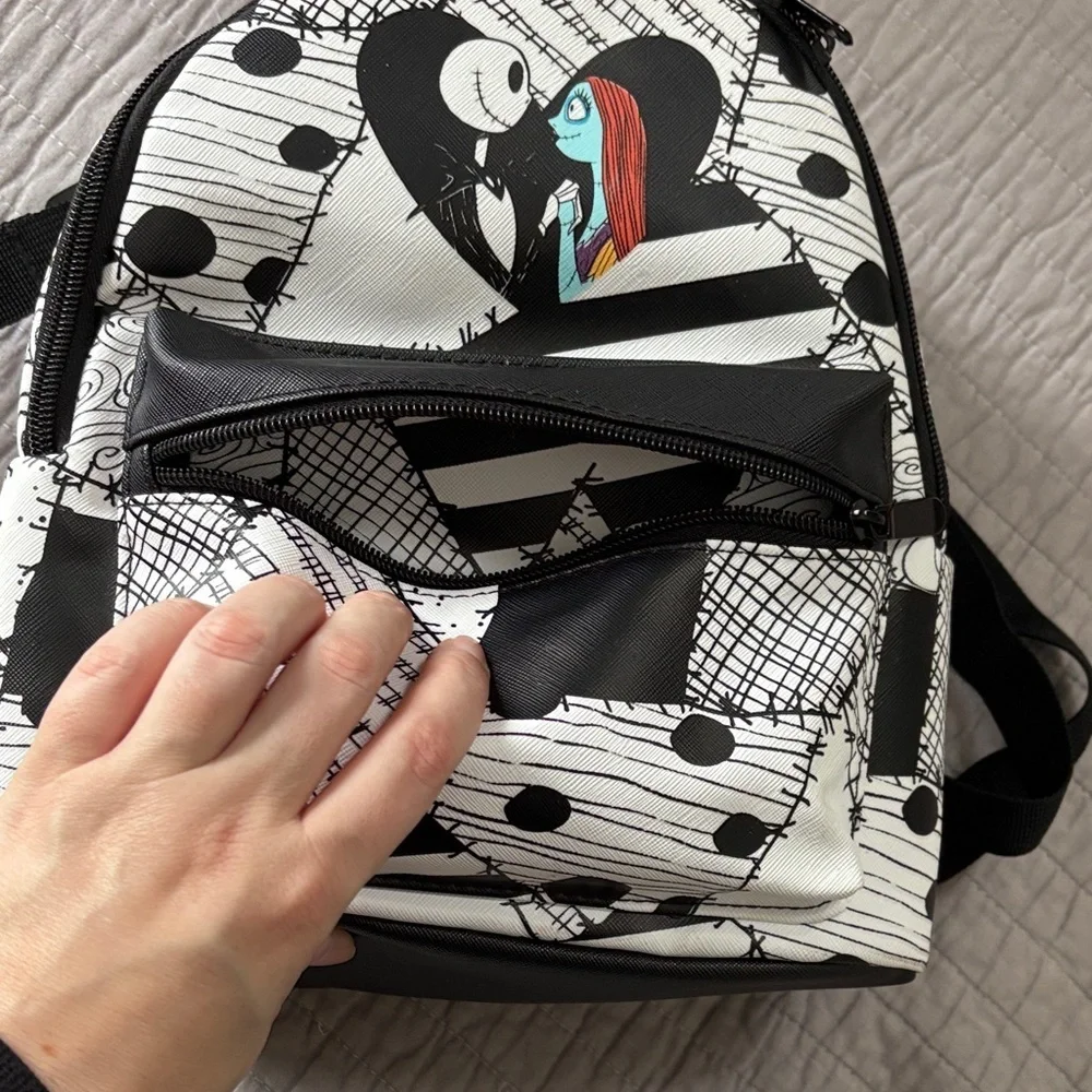 Disney Nightmare Before Christmas Jack & Sally Patchwork Mini Backpack